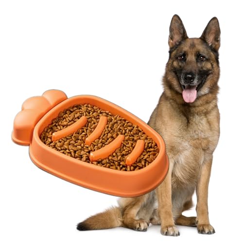 Image of Durable Slow Feeder Bowl for Dogs| Anti-Choke Non-Slip Pet Feeding Base and Easy to Clean| Dish Promotes Healthy Eating| Reduces Bloating and Digestive Issues (Orange)