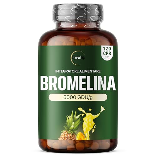 Bromelina Forte 5000 GDU/g + 2500 GDU/g – PURA EXTRA Forte ad Alta Attività Enzimatica da Ananas Comosus – Compresse ad Alta Concentrazione – Made in Italy