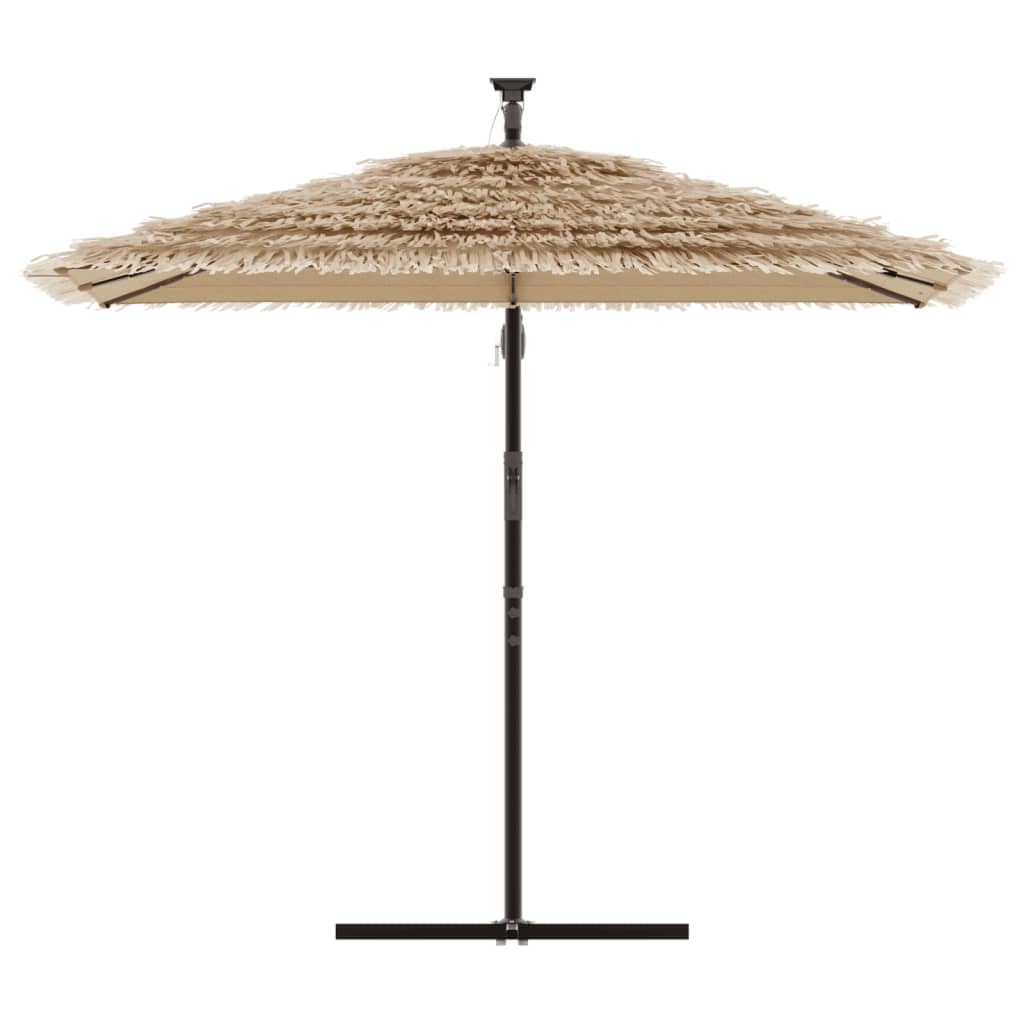 Parasol ogrodowy, parasol przeciwsłoneczny, baldachim do użytku na zewnątrz, w ogrodzie, na patio, z diodami LED i stalowym słupkiem, brązowy, 246x246x230 cm