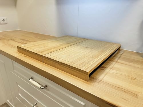 Miniatura 2 de Cubre Vitrocerámica E Induccion, Juego De 2 Tablas De Cortar De Madera Bambú Natural Nórdica De 56x55x4,5 Cm, Protector Encimera Universal 100 Compatible