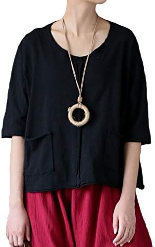 Aeneontrue Women's Casual Short Sleeve T-Shirts High Low Tees 100% Bamboo Cotton Tops Blouses Large (Large, Style2_Black)