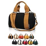 [hichago] ミニボストンバッグ 【見た目以上の収納力】 ミニバッグ ショルダーバッグ 2way 小さめ 軽量 メンズ レディース ショルダー 肩掛け 手持ち 斜めがけ キャンバス 帆布 (くろ)