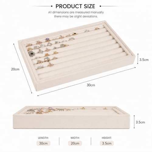 Image of La Trove Stackable Velvet Ring Organizer Tray for Drawer, Cufflinks, Cream