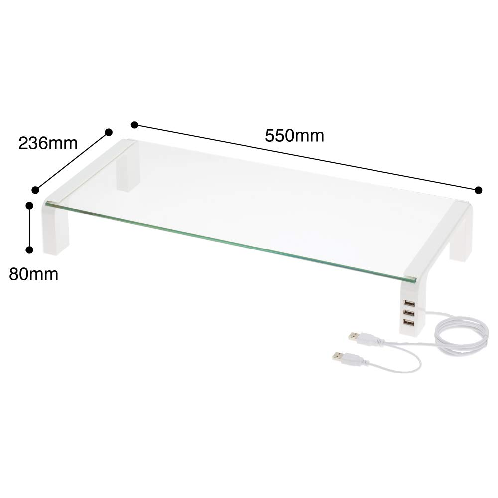 King Jim THDBU-20W Desk Stand, Desk Board with USB Hub, White