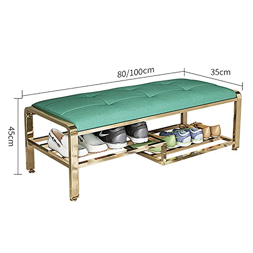Banc de rangement à chaussures en métal vert de 60 cm pour entrée