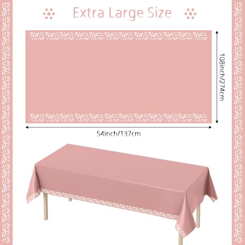Image of Oudain 4 Pack Cielito Lindo Party Decoration Mexican Tablecloth Disposable Plastic Terracotta Mexican Cielito Lindo Baby Shower Table Decor Wedding Birthday Party Decorations(Floral,Pink)