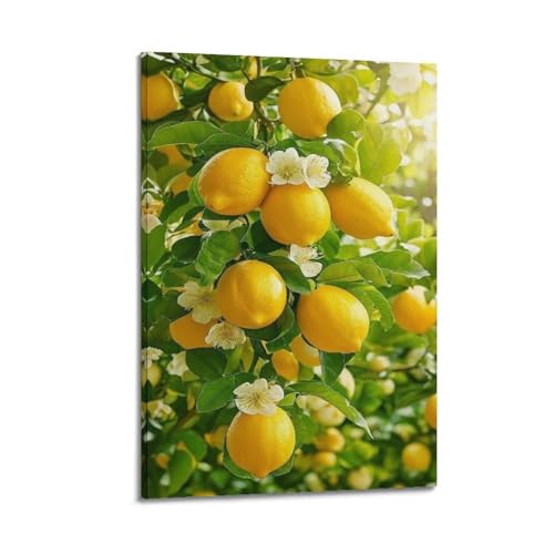 Poster mural de citrons fruitiers pour masquer un mur vide avec art 50x75 cm