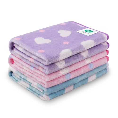 Image of 1 Pack 3 Blankets Super Soft Cute Dot Pattern Pet Blanket Flannel Throw for Dog Puppy Cat Purple /Pink /Cyan Medium