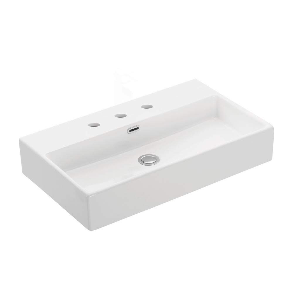 Quattro 70.03 Ceramic Above Counter/Wall Mount Rectangular Bathroom Sink, 27.6'' L x 16.4'' W x 5.5'' H, White