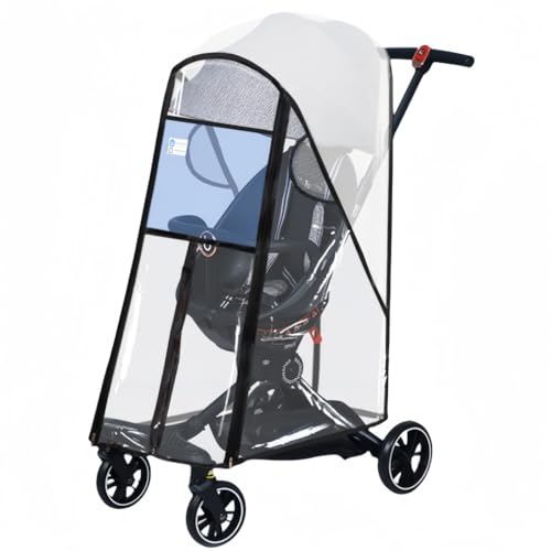 haoyunjianjiakベビーカー レインカバー マルチフィットウィルス対策 A型 B型 雨よけ メッシュ 窓 通気性 防水 防寒 防風 紫外線対策 花粉対策 収納ポーチ付き (大型モデル-ドッグランレインカバー付きゴーグル+換向可能+ダブルファスナー