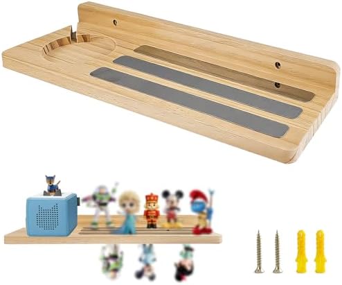 for Toniebox，Magnetic Storage Rack for Wooden Walls, Floating Wall Shelves, Toy Storage with Integrated Charging Station