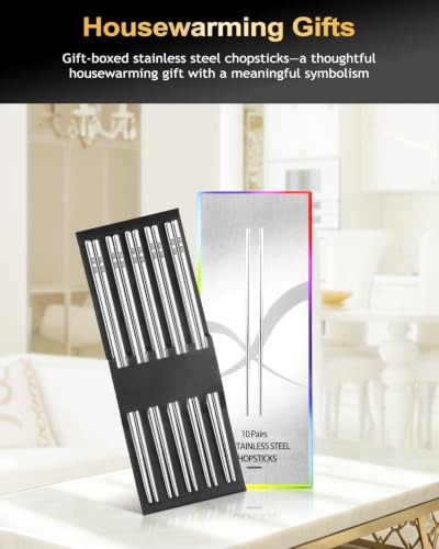[AC] $7.49* | 10-Pair Lazycorner 304 Stainless Steel Chopsticks w/ Non-Slip Textured Tips - image 9