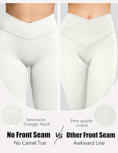 Olmlmt Flare Leggings for Women Butt Lifting - Crossover High Waisted Buttery Soft Gym Workout Yoga Pants