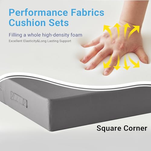 Image of IPYNBAP Outdoor Cushions for Patio Furniture,Outdoor Seat Cushion Set 24 x 24 x 5.75 Inch,Waterproof & Fade Resistant Outdoor Chair Cushions,Deep Patio Chair Cushion with Removable Cover,Dark Grey