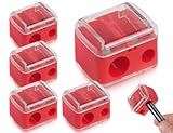 Lhbwhiz 4 Stück Spitzer für Kajalstifte,2 Löcher Cosmetic Anspitzer,Make-up Doppel Bleistiftspitzer,Kosmetikstifte Tragbare Dual Sharpener,für Augenbrauenstift Lipliner(Rot)