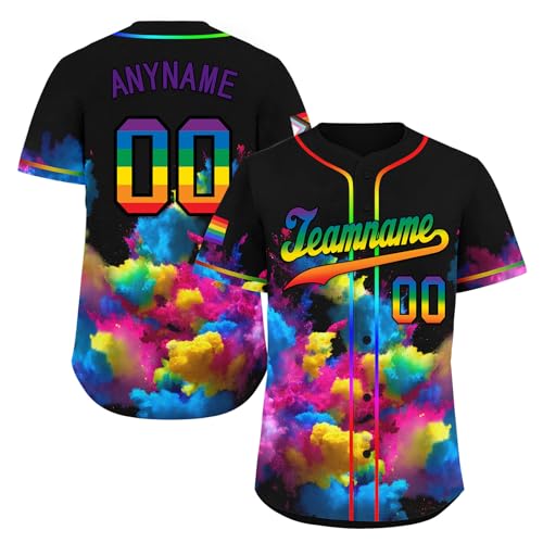 Custom LGBT Pride Baseball Jersey for Men Women Youth, Stitched/Printed Name Number Pride Shirt Rainbow Jersey miniatura 1