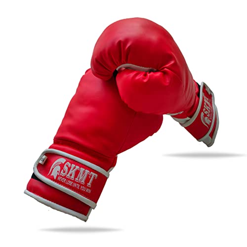 Image of SKMT Boxing Gloves 10oz 12oz Boxing Gloves for Training Punching Sparring Punching Bag Boxing Bag Gloves Punch Bag Mitts Muay Thai Kickboxing MMA Martial Arts Workout (Red, 10 Oz)
