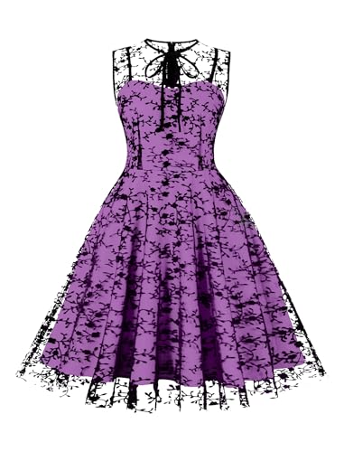 Image of Mesh Floral Embroidery Dress for Women Vintage Gothic Cocktail Dress Goth Mini Tulle Short Halloween Party Evening Prom Gown