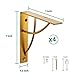 WAALIJI 7 Inch Heavy Duty Metal Shelf Brackets, Set of 4 Gold — Decorative L Shape Supports for Floating Shelves, Wall Mount Rustic Industrial DIY Open Shelving
