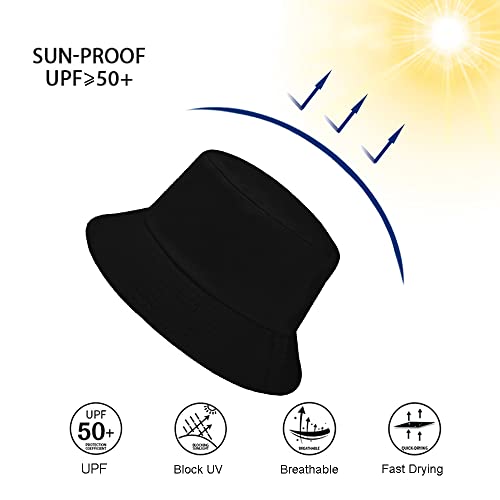 Wheebo Bucket Hat Reversible Outdoor Beach Summer Cap For Women Men(Black) #TOP5