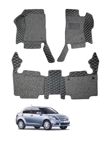 Image of Auto Hub Premium 7D car mat Maruti Swift Dzire (Model: 2010-2016), Luxury Double-Stich 7d Car Floor Mat Complete Set, 100% Waterproof and Washable, Color : Black