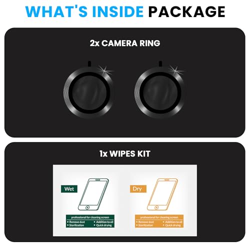 Image of ArmourPro Premium Camera Lens Protector Tempered Glass Compatible For iPhone 17 Tough HD Individual Aluminum Alloy Rings 9H Camera Cover, Scratch-Resistant,Camera Lens Protection| Black