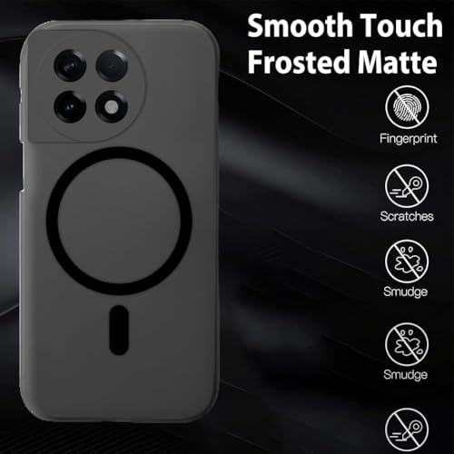 Image of SHINESTAR Back Cover for OnePlus 11R 5G | Frosted Semi-Transparent Slim Case - Black | Only Compatible with Wireless Magnetic Accessories | Hard Back, Matte Finish
