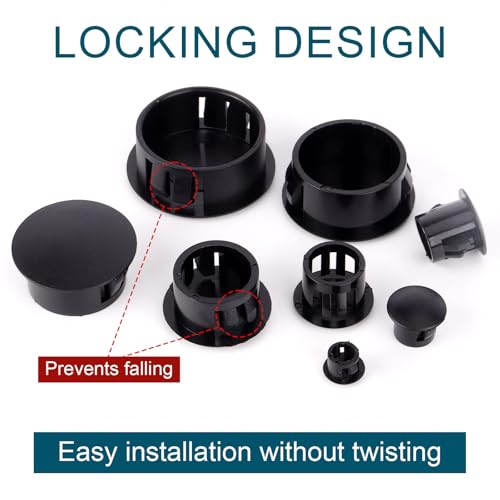 Image of 255pcs Plastic Hole Plugs Assorted, Black Plastic Hole Plug 8 Sizes Round Drilling Hole Cover Plugs Electrical Box Knockout Fillers Screw Hole Plugs for Kitchen Cabinet Furniture