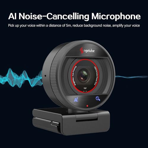 Angetube Webcam AI para PC - Câmera Web HD 2K a 60FPS com controle remoto, zoom digital 8X, capa de