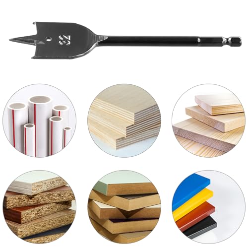 QWORK® 8 Stücke Flachfräsbohrer Set, 12-32 mm Flacher Holzbohrer mit 1/4 Zoll Sechskantschaft, Spatenbohrer aus Karbonstahl mit Tragbarem Koffer