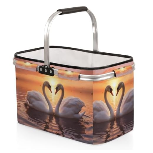 Love Swan Collapsible Shopping Basket