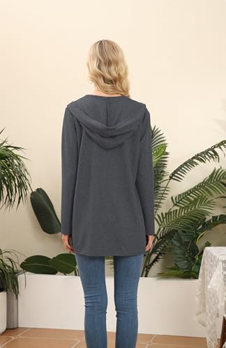 Image of VIISHOW Womens Lightweight Casual Hoodie Cardigans Open Front Waffle Knit Long Sleeve Outwear Coat with Pockets