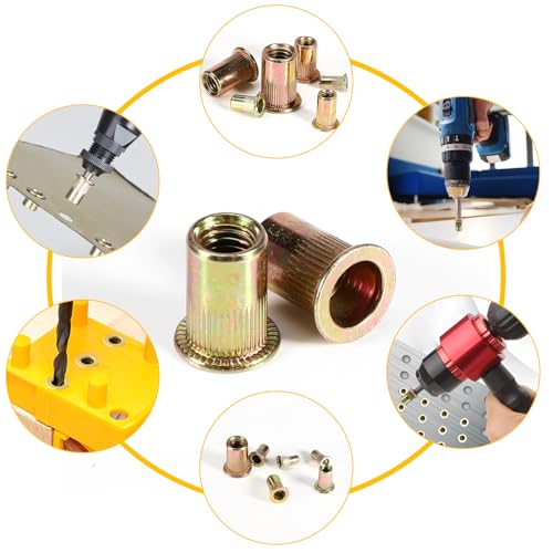 165 StüCk Nietmuttern Set Gewinde Nieten M3 M4 M5 M6 M8 M10 Nietmutter Nietmuttern Sortiment Blindnietmuttern Flachkopf Gewindenieten Acciaio Inossidabile