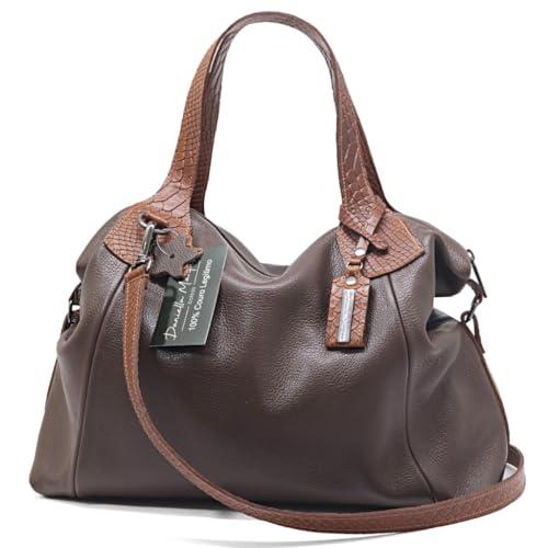 Bolsa Feminina Grande Couro Legítimo Macio, Bolsa Transversal Ajustável para Uso Diário e Casual (chocolat/caramelo)