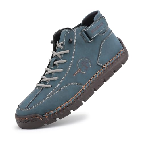 Men's Handmade Suede High Boots Shoes for Waterproof Hiking Camping Slip-On Driving Walking Deck Loafers High Top Chukka Boots Mens