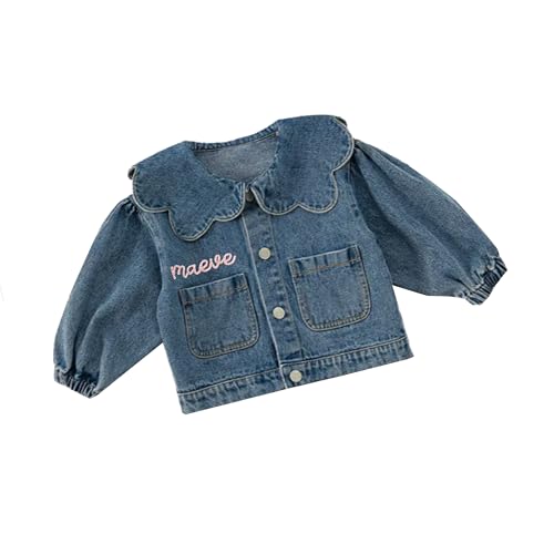 A Dash of Chic Girls Personalized Scalloped Edge Denim Jacket, Front Pockets, Gift for Little Girl Jean Jacket