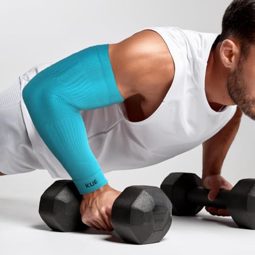 Image of KUE Compression Arm Sleeves for Men & Women | Sports Arm Sleeves for Running, Cricket & Cycling | UV Protection Cooling Sleeves | Arm Compression Sleeve for Joint Pain Relief