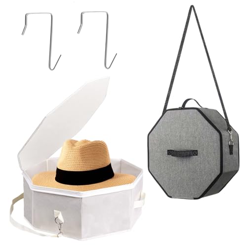 Reviews de Cajas y percheros para sombreros Top 5. 45 2 cajas grandes para sombreros de vaquero para mujeres y hombres, caja de almacenamiento plegable para sombreros de vaquero duro reforzado lateral con 2 ganchos de puerta para...
