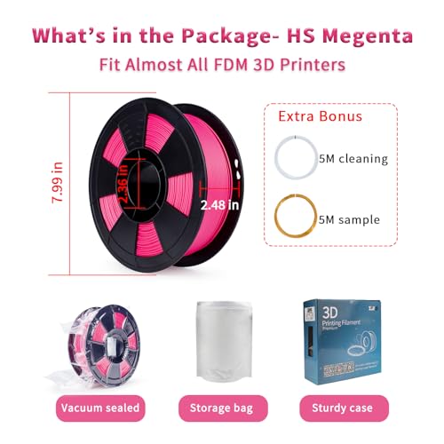 Image of ZIRO High Speed Filament 1.75mm, Up to 600mm /s, HS-PLA 1KG Spool, Magenta | Fit for Most FDM 3D Printer, 1.75mm 1KG Spool, Dimensional Accuracy + /-0.03mm, Colorful PLA FilamenT