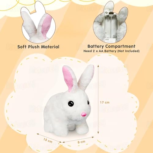 Image of Kidology Electronic Bunny Toy for Kids | Hopping & Jumping Rabbit with Moving Ears, Nose & Tail | Soft Plush Animal Toy | Interactive Walking Toy | Gift for Boys & Girls