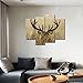 4 Panel Wall Art Deer Stag With Long Antler In The Bushes Painting The Picture Print On Canvas Animal Pictures For Home Decor Decoration Gift piece (Stretched By Wooden Frame,Ready To Hang)