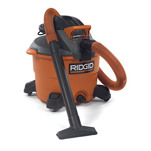 RIDGID Wet Dry Vacuums VAC1200 Heavy Duty Wet Dry Vacuum Cleaner and Blower Vac, 12-Gallon, 5.0 Peak Horsepower Detachable Leaf Blower Vacuum Cleaner with Pro-Grade Hose