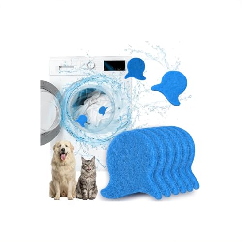 6 Pack Pet Hair Remover for Laundry Reusable Washer & Dryer Lint Catcher for Dog & Cat Hair Helps Reduce Fur on Clothes Blankets Bedding Couch & Car Seats (Blue)