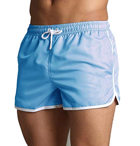 SKT Bañador de secado rápido para hombre, bañador con forro de malla Azul azul (Skyblue) XL