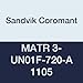 Sandvik Coromant, MATR 3-UN01F-720-A 1105, CoroCut XS Insert for Thread Turning, Carbide, Right Hand Cut, 1105 Grade, AlTiN (Pack of 5)
