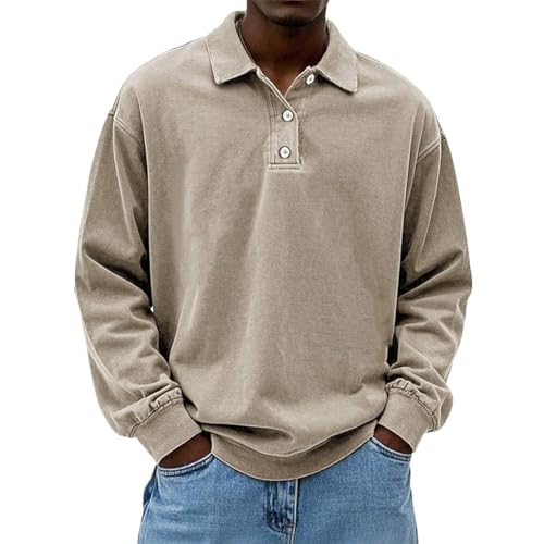 Polo de golf homme manches longues avec poche style décontracté