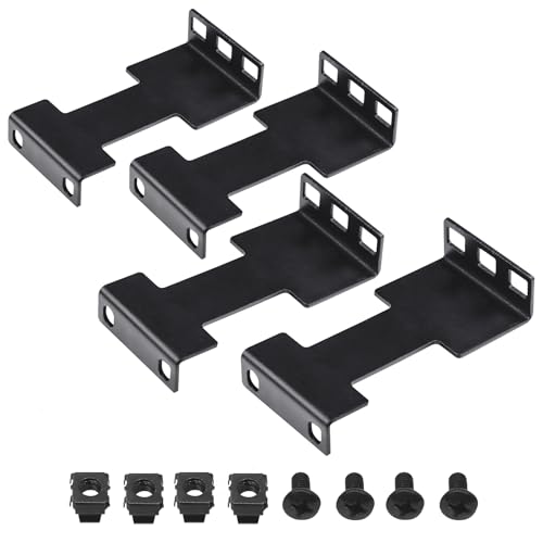Aiwaiufu 2 Pcs Server Rack Depth Extender, 1U Recessed Rack Extender Deep Mount Adapter Kit for Network Rack