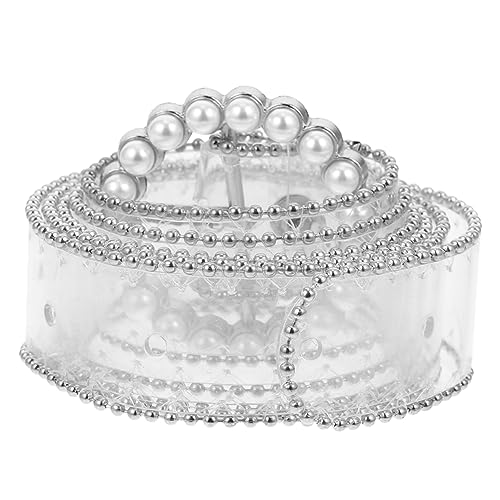 PartyKindom Adjustable Thin Waist Belt for Women Dress with Delicate Pearl Design Transparent PVC and Zinc Alloy Material Fashion Waistband for Halloween Thanksgiving Christmas Gifts