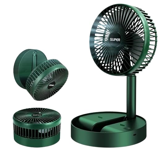 Emzo Portable Mini Folding Fan - USB Rechargeable Standing Desk Fan - 3 Speeds - 3000mAh Battery Operated Folding Fan for Domestic, Camping, Outdoor and Office, 6.5-Inch (Multicolor) (B0D9WR2FS8) Amazon Price History, Amazon Price Tracker