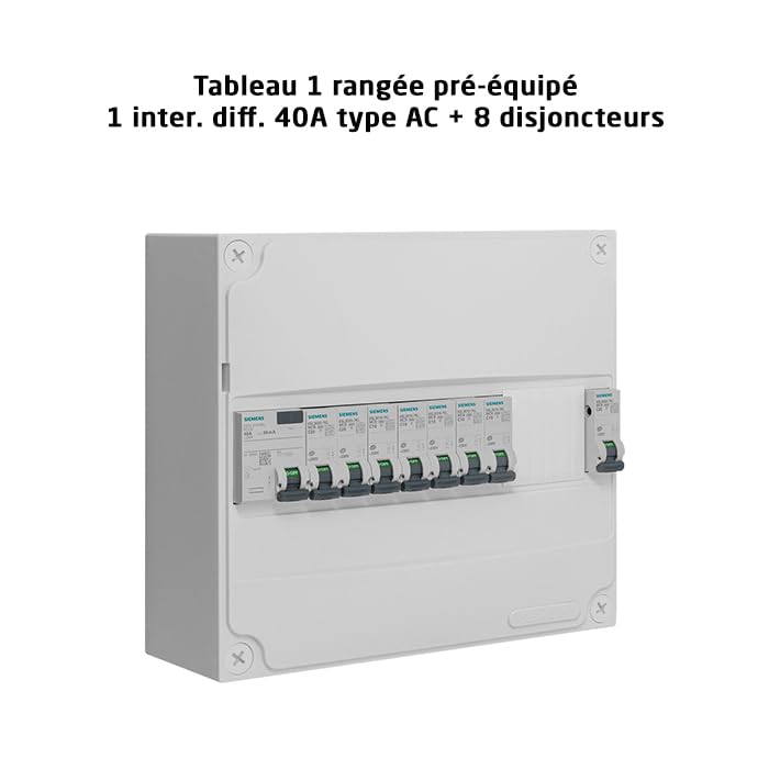 Table 1 row pre-equipped 1 inter. diff. 40 A type AC + 8 circuit breakers - Image 3